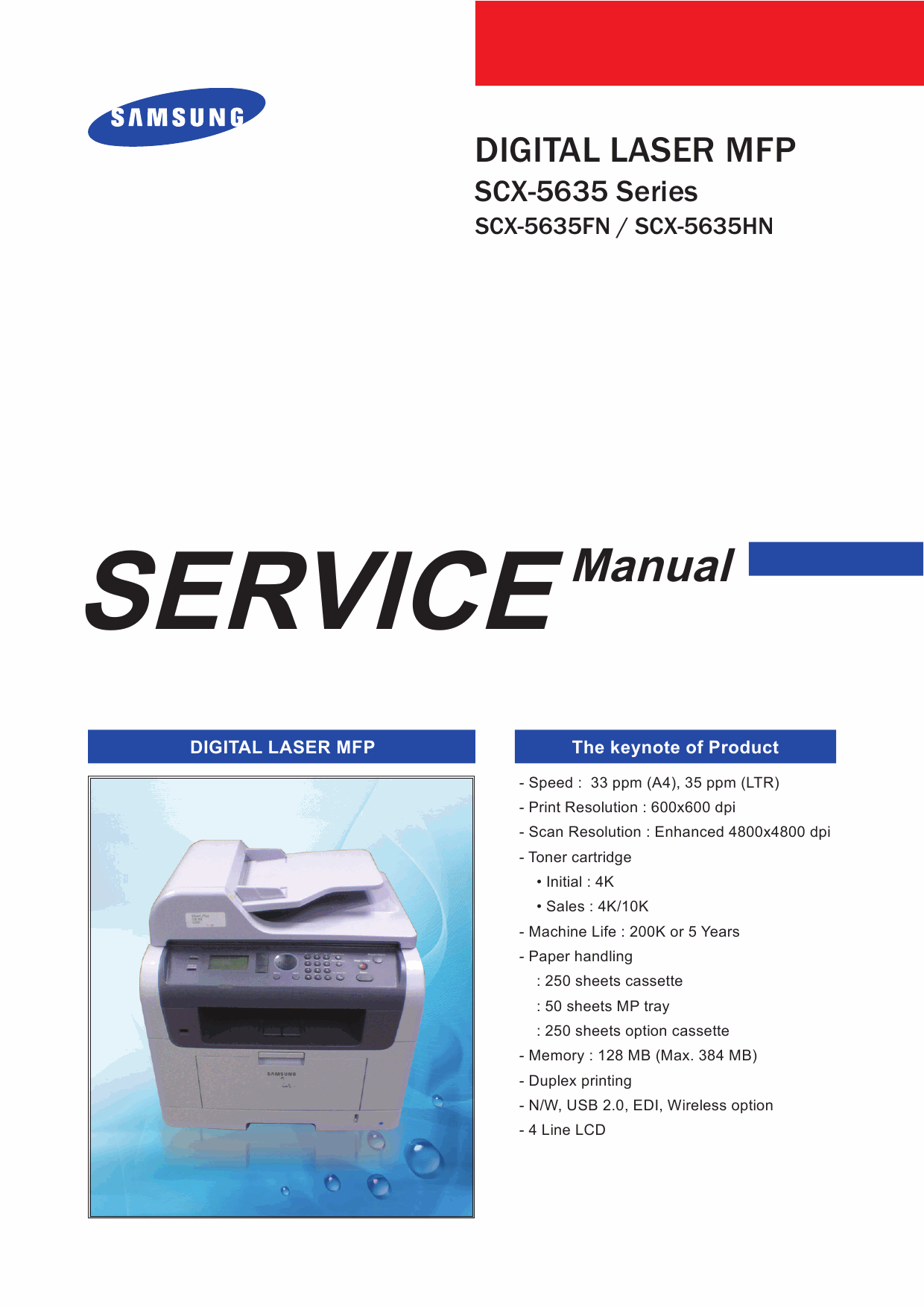 Samsung Digital-Laser-MFP SCX-5635FN 5635HN Parts and Service Manual-1